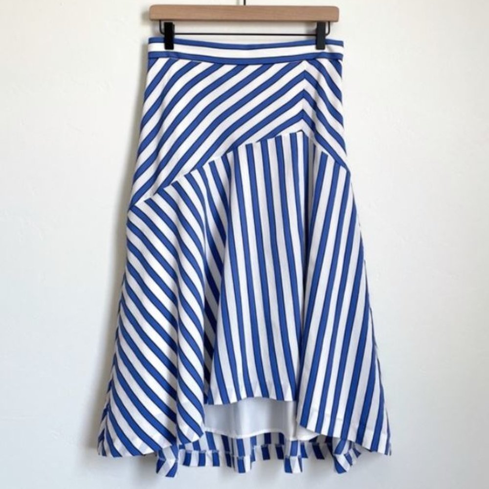 Ann Taylor Blue White Striped High Low Skirt NEW